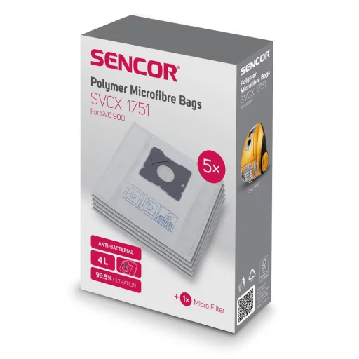 SENCOR SVCX 1751 mikrofilteres porzsák SVC 900 porszívóhoz, 5 db - 2