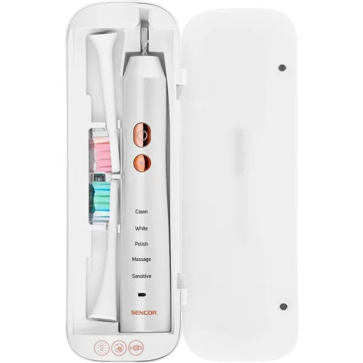 SENCOR SOC 3313PW szónikus fogkefe utazótokkal és UV sterilizátorral, 2 fogkefefejjel - 5