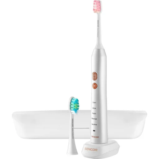 SENCOR SOC 3313PW szónikus fogkefe utazótokkal és UV sterilizátorral, 2 fogkefefejjel - 1