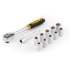 FIELDMANN FDN 1060 12 részes 1/2" racsnis dugókulcs készlet 10–21 mm, hosszabbítóval, műanyag kofferben