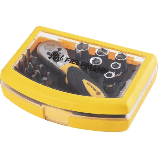FIELDMANN FDS 1018-23R 23 részes racsnis bit- és dugókulcskészlet tokban - 2