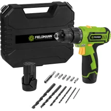 FIELDMANN FDV 10252-A 12 V Li-Ion akkumulátoros fúró-csavarozó 2 akkumulátorral, 13 db tartozékkal, kofferben