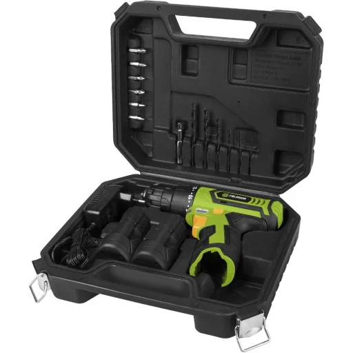 FIELDMANN FDV 10252-A 12 V Li-Ion akkumulátoros fúró-csavarozó 2 akkumulátorral, 13 db tartozékkal, kofferben - 2