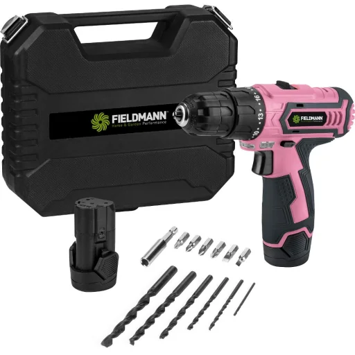 FIELDMANN FDV 10253-A 12 V Li-Ion akkumulátoros fúró-csavarozó 13 db tartozékkal, tartalék akkumulátorral - 1