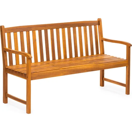 FIELDMANN FDZN 4020-T háromüléses akácfa kerti pad beépített asztallal, 150 x 62 x 91 cm - 2