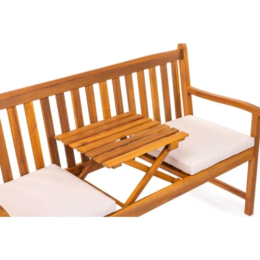 FIELDMANN FDZN 4020-T háromüléses akácfa kerti pad beépített asztallal, 150 x 62 x 91 cm - 4