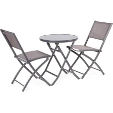FIELDMANN FDZN 5002 BELLA fémvázas balkon szett 2 székkel és üveglapos asztallal