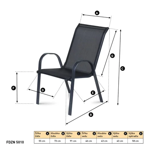 FIELDMANN FDZN 5010 fémvázas kerti szék karfával 55 x 77 x 92 cm - 2