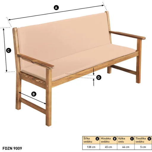 FIELDMANN FDZN 9009 ülőpárna FDZN 4006 kerti padhoz, krém, 1 db - 4