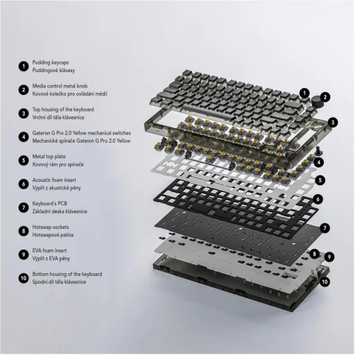 YENKEE YKB 31 ODYSSEY 75% vezeték nélküli hotswap mechanikus RGB billentyűzet Gateron G Pro 2.0 Yellow kapcsolókkal - 7