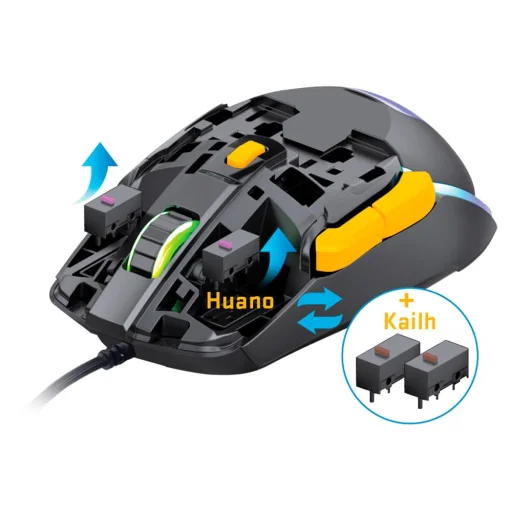 Yenkee YMS 3600BK MARKSMAN moduláris vezetékes gamer egér, fekete, 12400 DPI, RGB - 3