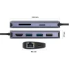 YENKEE YTC 081 USB-C 8 az 1-ben multiport hub, 4K HDMI, 100 W Power Delivery, Ethernet, ezüst/alumínium thumbnail