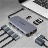 YENKEE YTC 081 USB-C 8 az 1-ben multiport hub, 4K HDMI, 100 W Power Delivery, Ethernet, ezüst/alumínium thumbnail