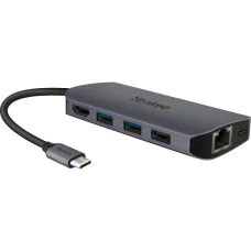 YENKEE YTC 081 USB-C 8 az 1-ben multiport hub, 4K HDMI, 100 W Power Delivery, Ethernet, ezüst/alumínium