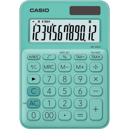CASIO MS-20UC-GN asztali számológép, zöld, 12 számjegyes - 2