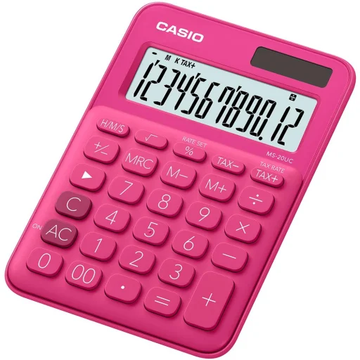 CASIO MS-20UC-RD asztali számológép, 12 számjegyes, piros - 1