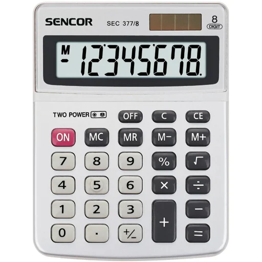SENCOR SEC 377/8 DUAL asztali számológép, 8 számjegyes, elem- és napelemes - 1