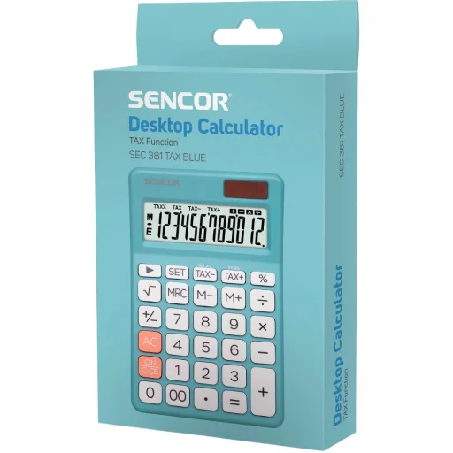 SENCOR SEC 381 TAX BLUE asztali számológép, 12 számjegyes, kék - 3