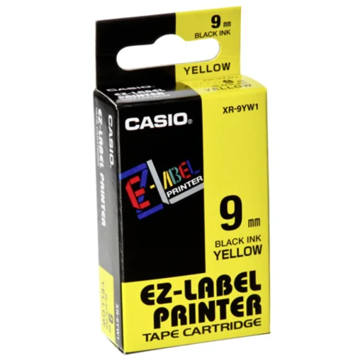 CASIO XR-9YW1 címkéző szalag 9 mm sárga-fehér - 1