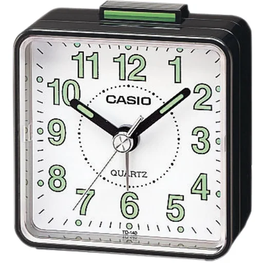 CASIO TQ-140-1BEF analóg ébresztőóra fekete tok fehér számlap - 1