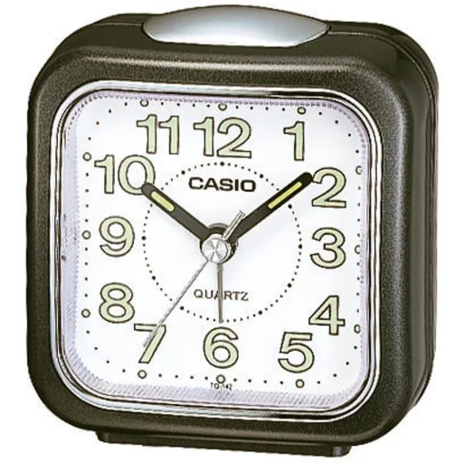 CASIO TQ-142-1EF analóg ébresztőóra fekete műanyag tokkal, fehér számlappal - 1