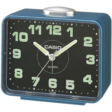 CASIO TQ-218-2EF analóg ébresztőóra kék műanyag tokkal, fekete számlappal