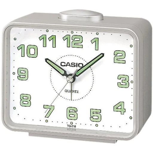 CASIO TQ-218-8EF analóg ébresztőóra szürke tok fehér számlappal - 1