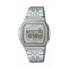 Casio A1000A-7EF unisex digitális karóra 39,6 mm ezüst nemesacél szíjjal