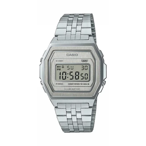 Casio A1000A-7EF unisex digitális karóra 39,6 mm ezüst nemesacél szíjjal - 1
