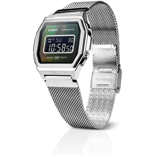 CASIO A1000M-1BEF unisex digitális karóra 39,6 mm ezüst nemesacél tokkal és szíjjal, fekete számlappal - 2