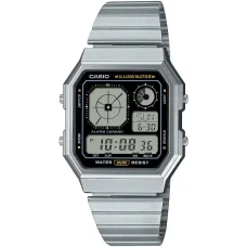 Casio A130WE-1AEF unisex digitálne náramkové hodinky 33,9 mm strieborno-čierne