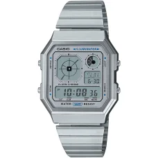 CASIO A130WE-7AEF unisex digitális karóra 33,9 mm ezüst színben