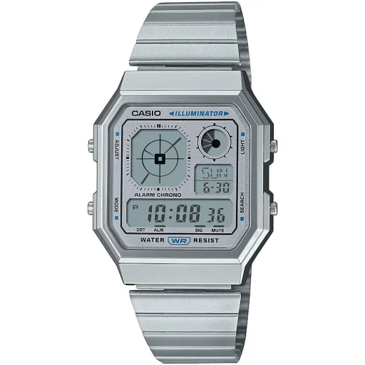 CASIO A130WE-7AEF unisex digitális karóra 33,9 mm ezüst színben - 1
