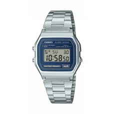 CASIO A158WEA-2EF unisex digitális karóra, 36,8 mm, ezüst-kék