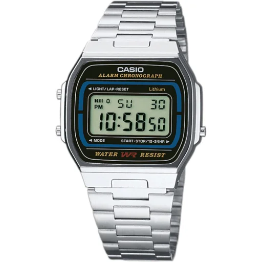CASIO A164WA-1VES unisex digitális karóra 38,6 mm ezüst színben - 1