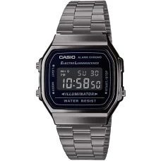 CASIO A168WEGG-1BEF unisex digitális karóra 38,6 mm szürke tok és szíj, fekete számlap