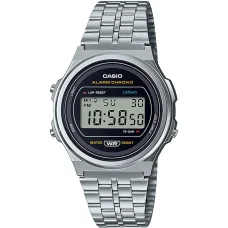 CASIO A171WE-1AEF Unisex digitális karóra 36,6 mm ezüst nemesacél csattal