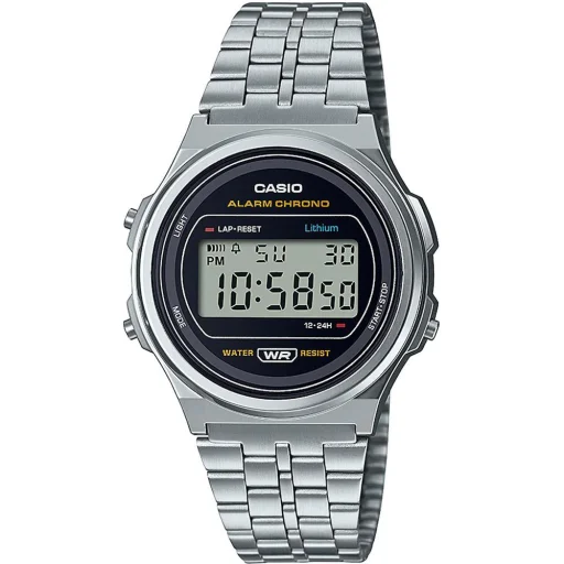 CASIO A171WE-1AEF Unisex digitális karóra 36,6 mm ezüst nemesacél csattal - 1