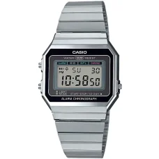 CASIO A700WE-1AEF unisex digitális karóra 37,4 mm ezüst nemesacél csattal