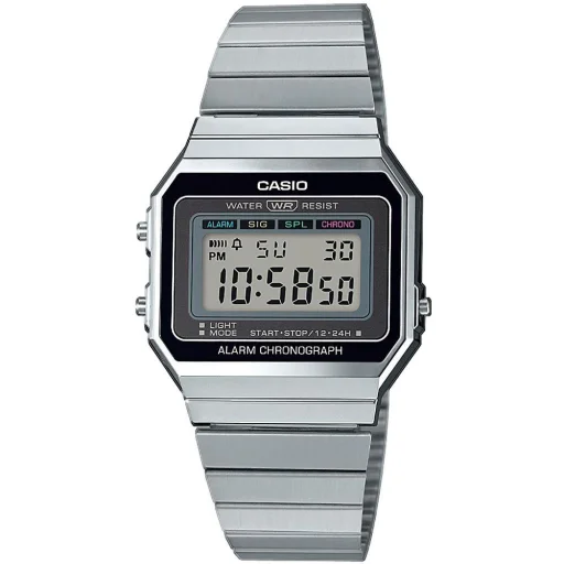 CASIO A700WE-1AEF unisex digitális karóra 37,4 mm ezüst nemesacél csattal - 1