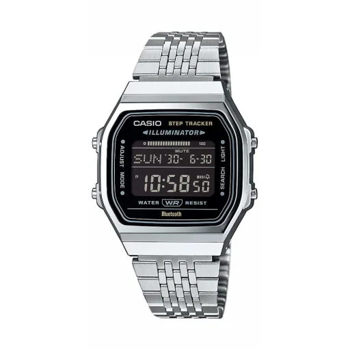 Casio ABL-100WE-1BEF unisex digitális karóra 37,9 mm ezüst-fekete, Bluetooth, lépésszámláló - 1