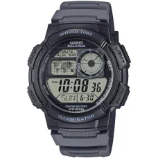 Casio AE-1000W-8AVEF pánske digitálne hodinky 43,7 mm čierne puzdro so sivým plastovým remienkom