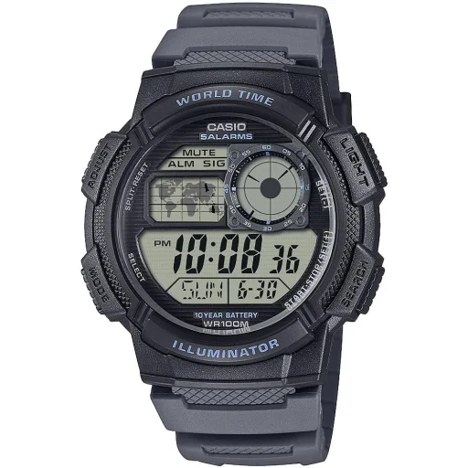 Casio AE-1000W-8AVEF pánske digitálne hodinky 43,7 mm čierne puzdro so sivým plastovým remienkom - 1