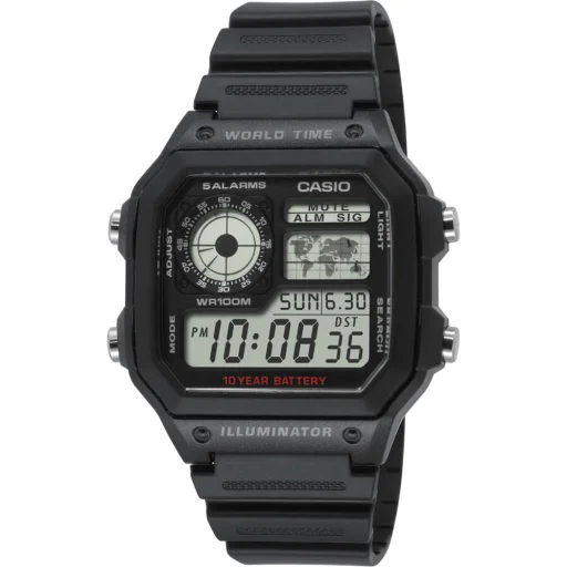 CASIO AE-1200WH-1AVEF pánske digitálne hodinky, čierne, 42,1 mm - 1