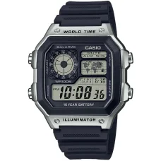 CASIO AE-1200WH-1CVEF pánske digitálne hodinky 42,1 mm strieborné puzdro čierny plastový remienok
