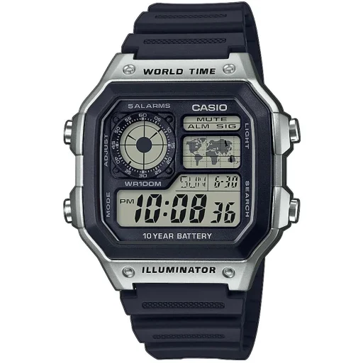 CASIO AE-1200WH-1CVEF pánske digitálne hodinky 42,1 mm strieborné puzdro čierny plastový remienok - 1