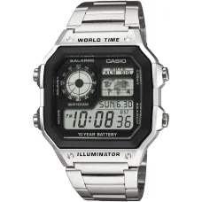 CASIO AE-1200WHD-1AVEF pánske digitálne hodinky 42,1 mm so strieborným remienkom z ušľachtilej ocele