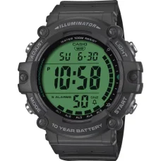 Casio AE-1500WHC-1AVEF pánske digitálne hodinky 51,2 mm s čiernym plastovým puzdrom a remienkom, so zeleným ciferníkom