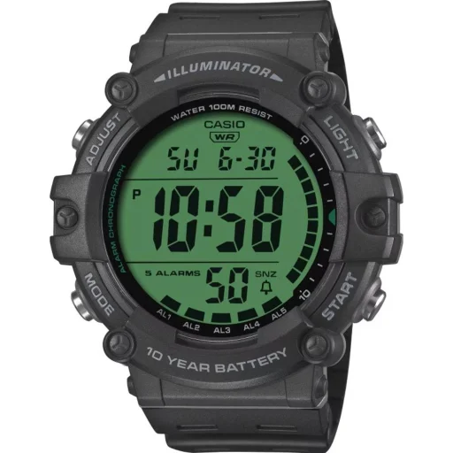 Casio AE-1500WHC-1AVEF pánske digitálne hodinky 51,2 mm s čiernym plastovým puzdrom a remienkom, so zeleným ciferníkom - 1