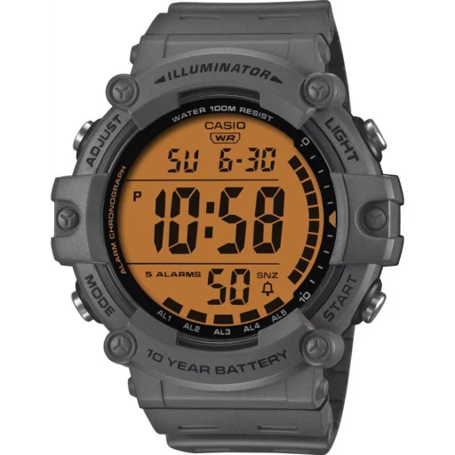 Casio AE-1500WHC-8AVEF pánske digitálne náramkové hodinky 51,2 mm čierne plastové puzdro a remienok s oranžovým ciferníkom - 1